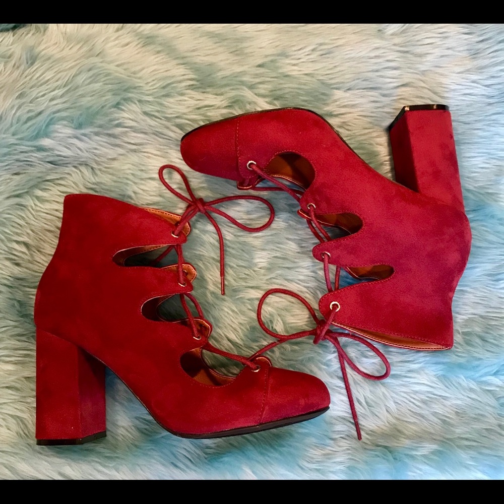 Qupid red heeled boots